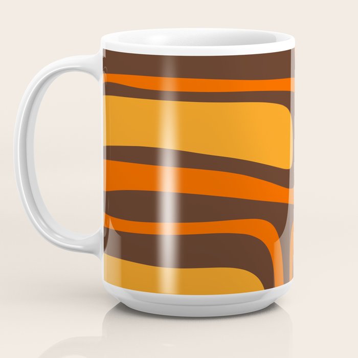 Palm Springs Retro Mid-Century Modern Abstract Pattern in 70s Brown and Orange Coffee Mug Gallery Image 3