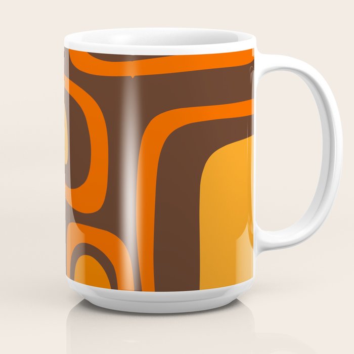 Palm Springs Retro Mid-Century Modern Abstract Pattern in 70s Brown and Orange Coffee Mug Gallery Image 2