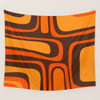 Palm Springs Retro Mid-Century Modern Abstract Pattern in 70s Brown and Orange Wall Tapestry Gallery Image 4