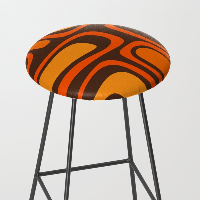 Palm Springs Retro Mid-Century Modern Abstract Pattern in 70s Brown and Orange Stool Gallery Image 2