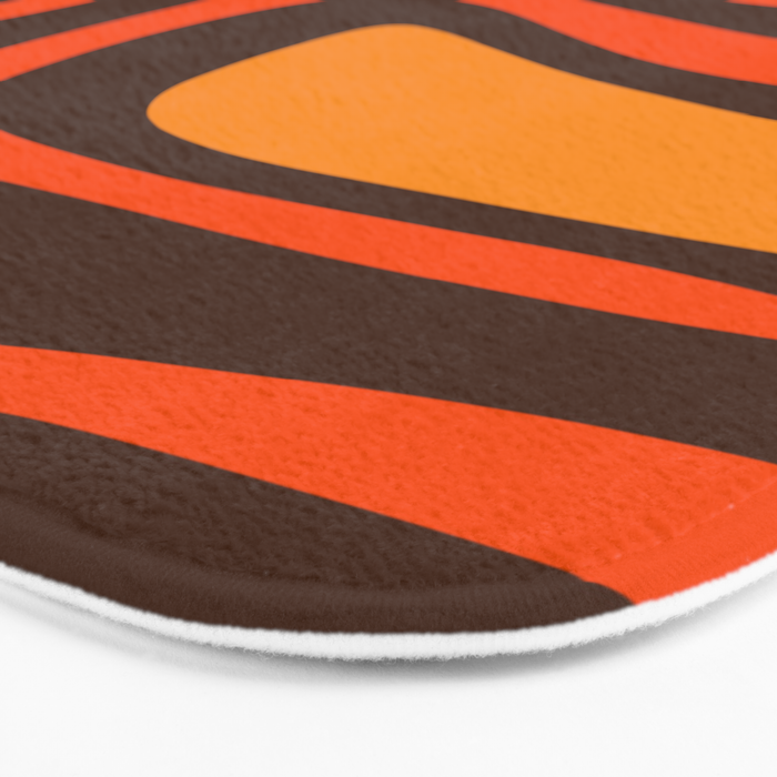 Palm Springs Retro Mid-Century Modern Abstract Pattern in 70s Brown and Orange Bath Mat Gallery Image 3
