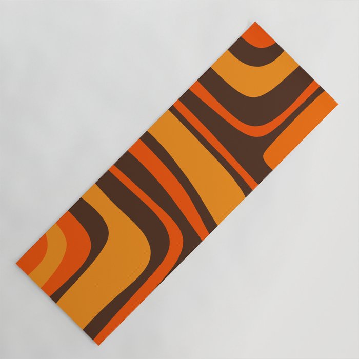 Palm Springs Retro Mid-Century Modern Abstract Pattern in 70s Brown and Orange Yoga Mat Gallery Image 1
