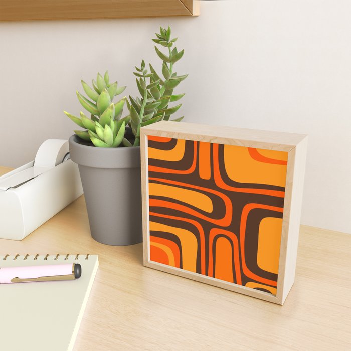 Palm Springs Retro Mid-Century Modern Abstract Pattern in 70s Brown and Orange Mini Art Print Gallery Image 2