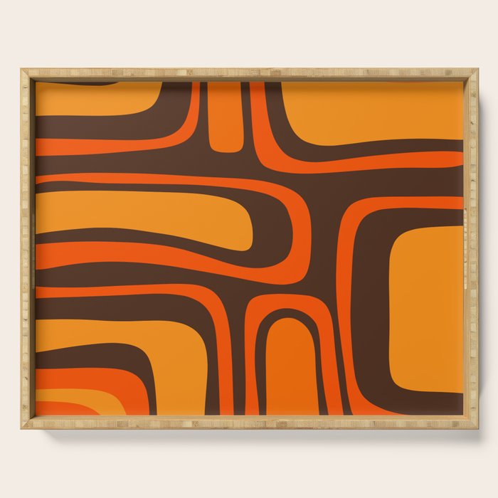 Palm Springs Retro Mid-Century Modern Abstract Pattern in 70s Brown and Orange Serving Tray Gallery Image 1