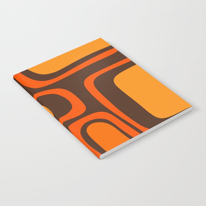 Palm Springs Retro Mid-Century Modern Abstract Pattern in 70s Brown and Orange Notebook Gallery Image 2