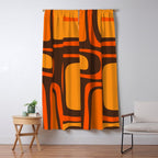 Palm Springs Retro Mid-Century Modern Abstract Pattern in 70s Brown and Orange Window Curtain Gallery Image 5