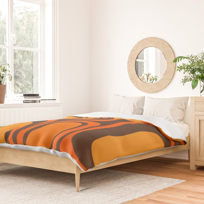 Palm Springs Retro Mid-Century Modern Abstract Pattern in 70s Brown and Orange Duvet Cover Gallery Image 2