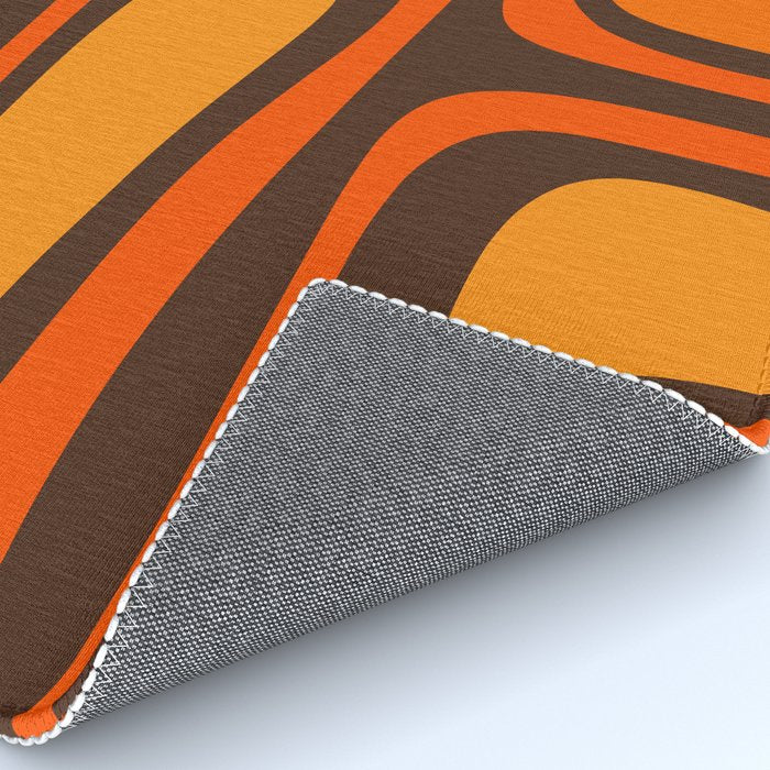Palm Springs Retro Mid-Century Modern Abstract Pattern in 70s Brown and Orange Rug Gallery Image 4