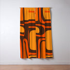 Palm Springs Retro Mid-Century Modern Abstract Pattern in 70s Brown and Orange Window Curtain Gallery Image 3