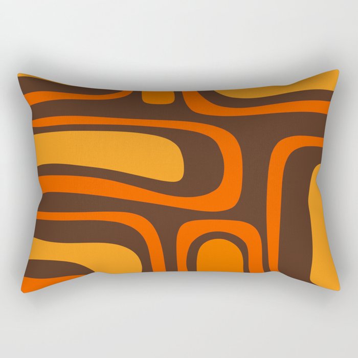 Palm Springs Retro Mid-Century Modern Abstract Pattern in 70s Brown and Orange Rectangular Pillow Gallery Image 2