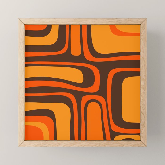 Palm Springs Retro Mid-Century Modern Abstract Pattern in 70s Brown and Orange Mini Art Print Gallery Image 1