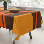 Palm Springs Retro Mid-Century Modern Abstract Pattern in 70s Brown and Orange Tablecloth Gallery Image 3