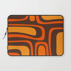 Palm Springs Retro Mid-Century Modern Abstract Pattern in 70s Brown and Orange Laptop Sleeve Gallery Image 1