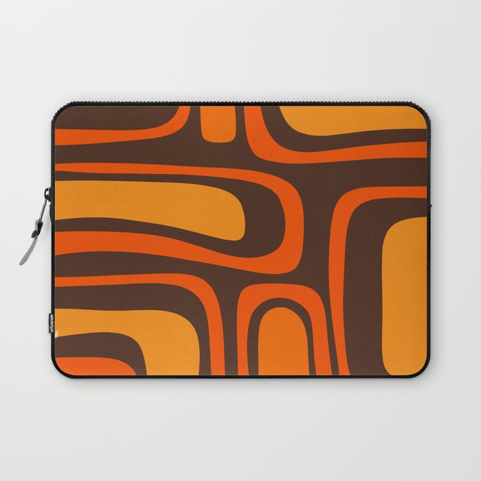Palm Springs Retro Mid-Century Modern Abstract Pattern in 70s Brown and Orange Laptop Sleeve Gallery Image 1