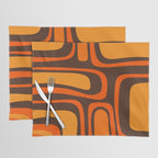 Palm Springs Retro Mid-Century Modern Abstract Pattern in 70s Brown and Orange Placemat Gallery Image 1