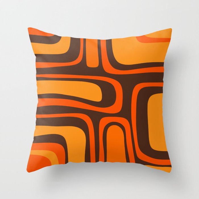 Palm Springs Retro Mid-Century Modern Abstract Pattern in 70s Brown and Orange Throw Pillow Gallery Image 6