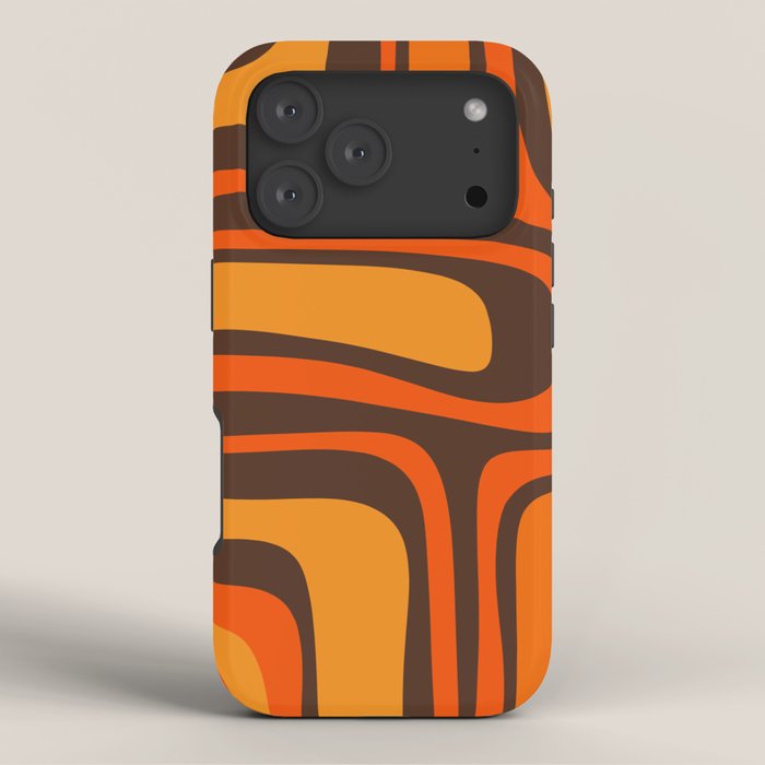Palm Springs Retro Mid-Century Modern Abstract Pattern in 70s Brown and Orange iPhone Case Gallery Image 3