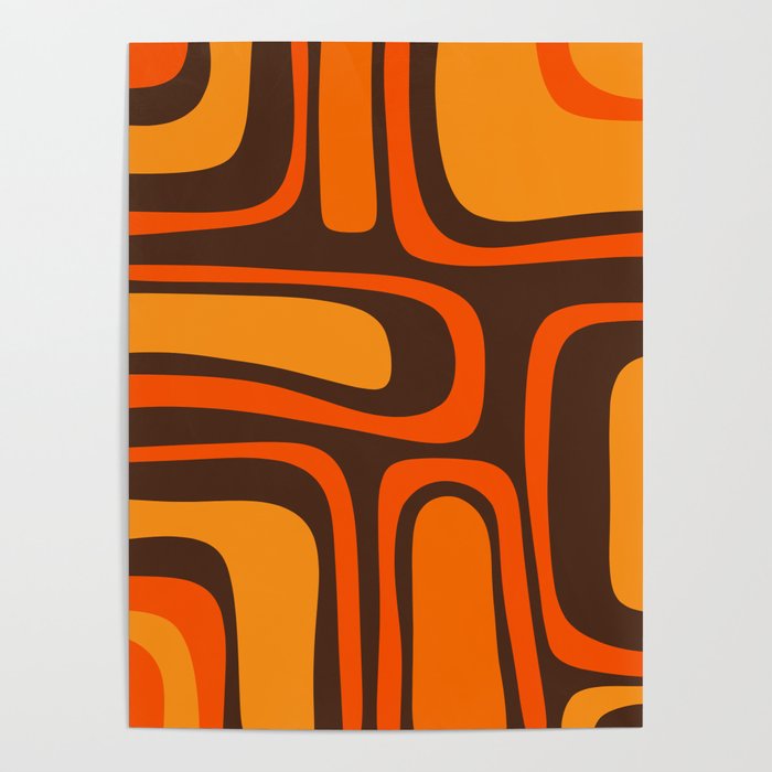 Palm Springs Retro Mid-Century Modern Abstract Pattern in 70s Brown and Orange Poster Gallery Image 4