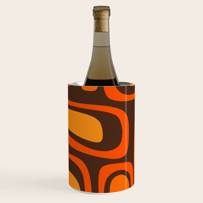 Palm Springs Retro Mid-Century Modern Abstract Pattern in 70s Brown and Orange Wine Chiller Gallery Image 1