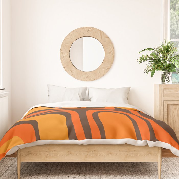 Palm Springs Retro Mid-Century Modern Abstract Pattern in 70s Brown and Orange Duvet Cover Gallery Image 3