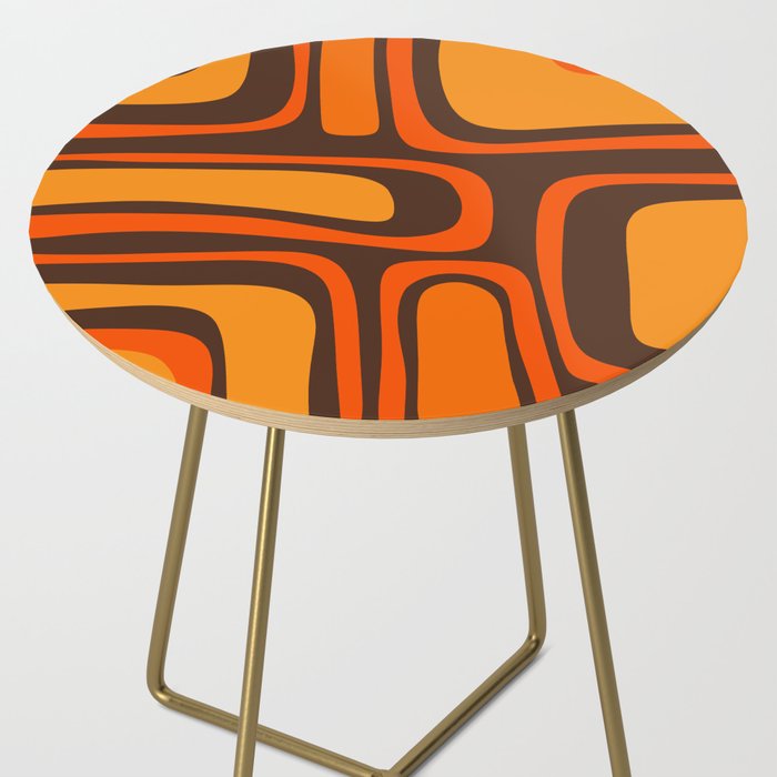 Palm Springs Retro Mid-Century Modern Abstract Pattern in 70s Brown and Orange Side Table Gallery Image 2