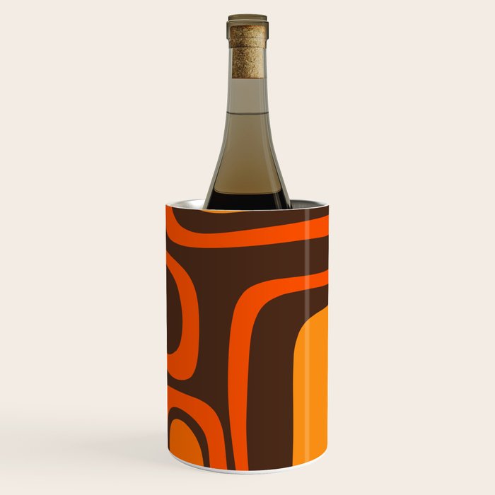 Palm Springs Retro Mid-Century Modern Abstract Pattern in 70s Brown and Orange Wine Chiller Gallery Image 3