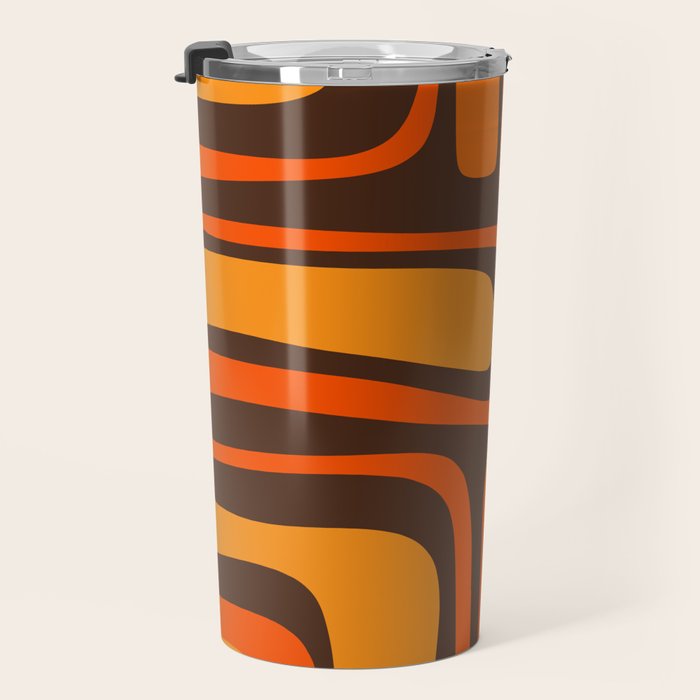 Palm Springs Retro Mid-Century Modern Abstract Pattern in 70s Brown and Orange Travel Mug Gallery Image 3