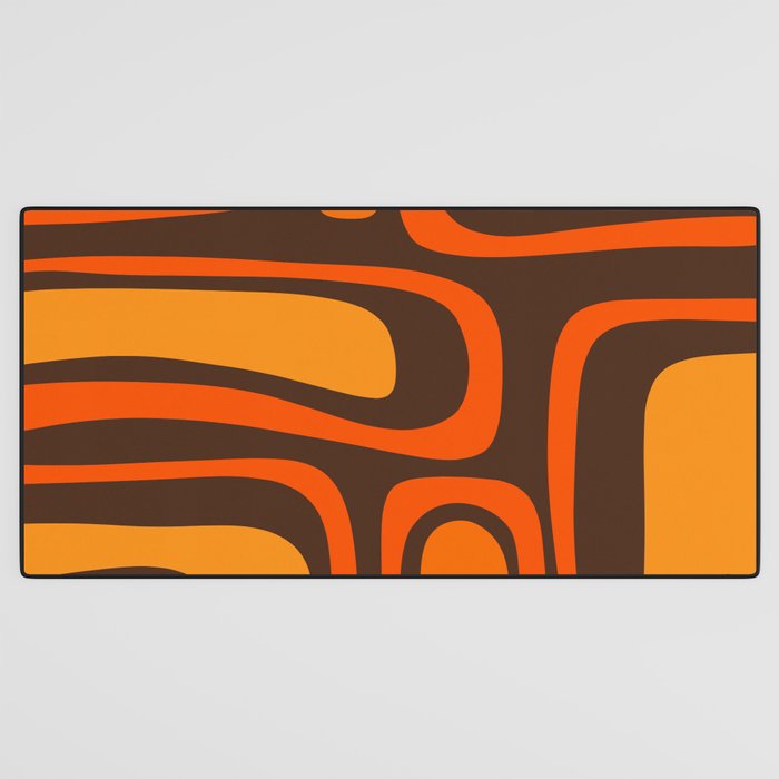 Palm Springs Retro Mid-Century Modern Abstract Pattern in 70s Brown and Orange Desk Mat Gallery Image 3
