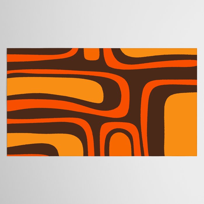 Palm Springs Retro Mid-Century Modern Abstract Pattern in 70s Brown and Orange Tablecloth Gallery Image 2