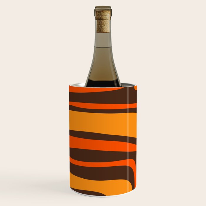 Palm Springs Retro Mid-Century Modern Abstract Pattern in 70s Brown and Orange Wine Chiller Gallery Image 2