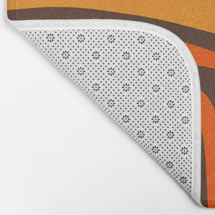 Palm Springs Retro Mid-Century Modern Abstract Pattern in 70s Brown and Orange Bath Mat Gallery Image 2