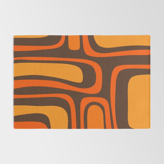 Palm Springs Retro Mid-Century Modern Abstract Pattern in 70s Brown and Orange Rug Gallery Image 2