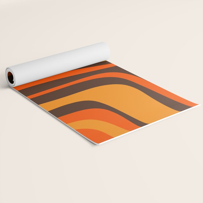 Palm Springs Retro Mid-Century Modern Abstract Pattern in 70s Brown and Orange Yoga Mat Gallery Image 2