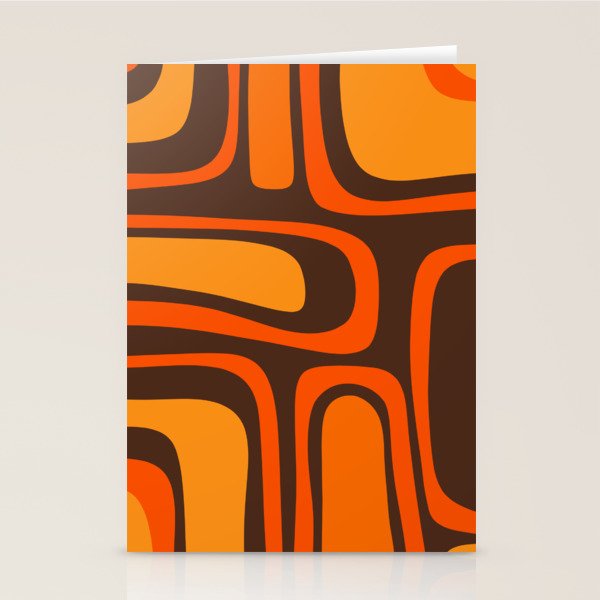 Palm Springs Retro Mid-Century Modern Abstract Pattern in 70s Brown and Orange Stationery Card Gallery Image 2