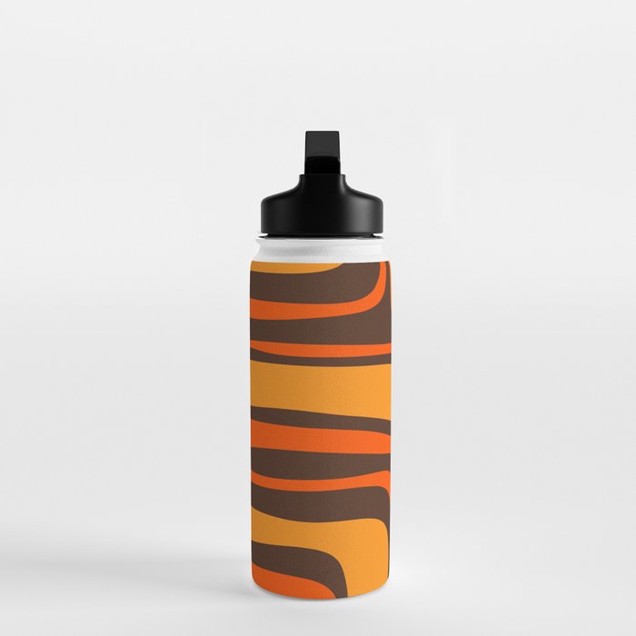 Palm Springs Retro Mid-Century Modern Abstract Pattern in 70s Brown and Orange Water Bottle Gallery Image 3