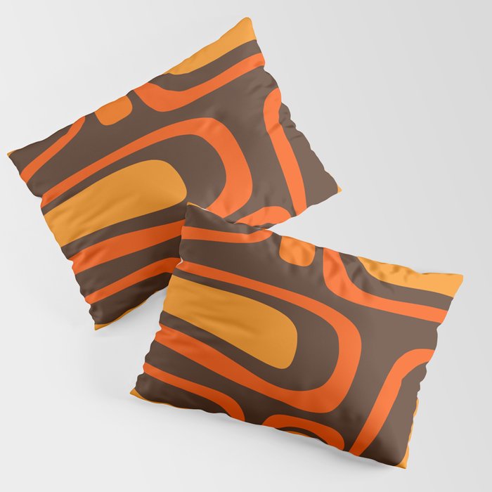 Palm Springs Retro Mid-Century Modern Abstract Pattern in 70s Brown and Orange Pillow Sham Gallery Image 3