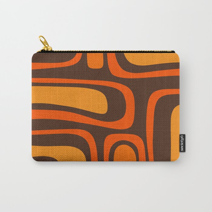 Palm Springs Retro Mid-Century Modern Abstract Pattern in 70s Brown and Orange Carry All Pouch Gallery Image 1