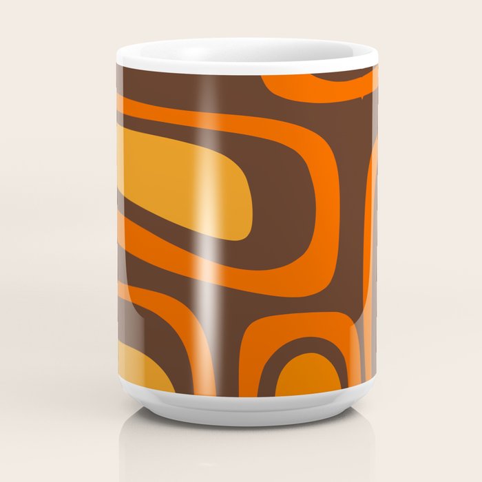 Palm Springs Retro Mid-Century Modern Abstract Pattern in 70s Brown and Orange Coffee Mug Gallery Image 4