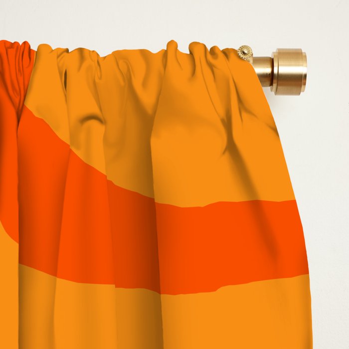 Palm Springs Retro Mid-Century Modern Abstract Pattern in 70s Brown and Orange Window Curtain Gallery Image 2