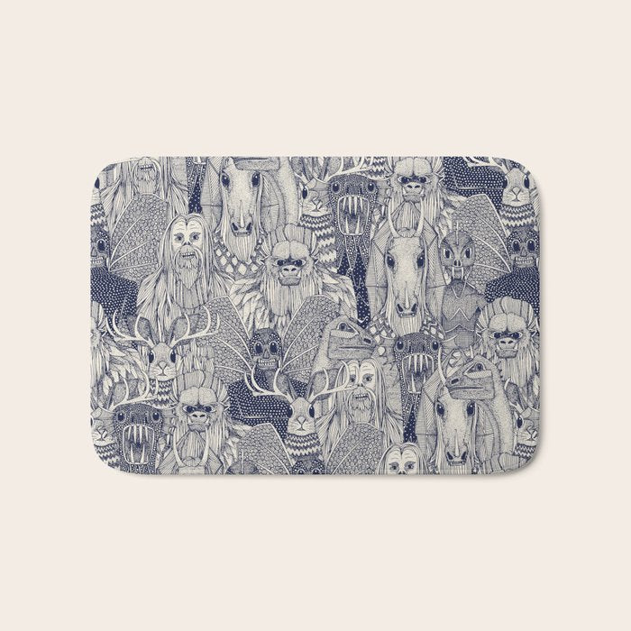 cryptid crowd blue off white Bath Mat Gallery Image 1