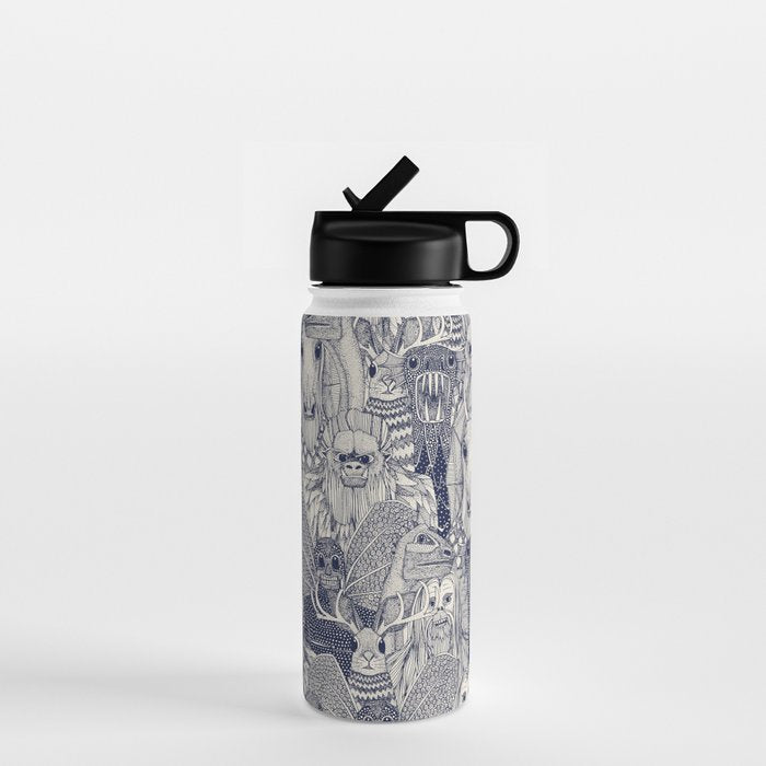 cryptid crowd blue off white Water Bottle Gallery Image 1