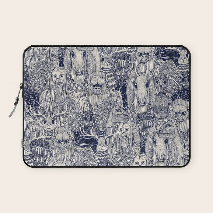 cryptid crowd blue off white Laptop Sleeve Gallery Image 1