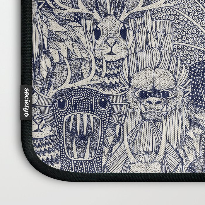 cryptid crowd blue off white Laptop Sleeve Gallery Image 3