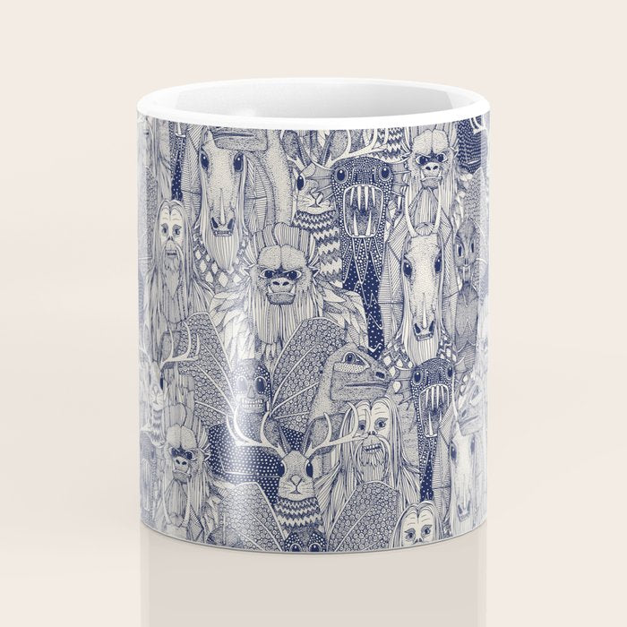 cryptid crowd blue off white Coffee Mug Gallery Image 4