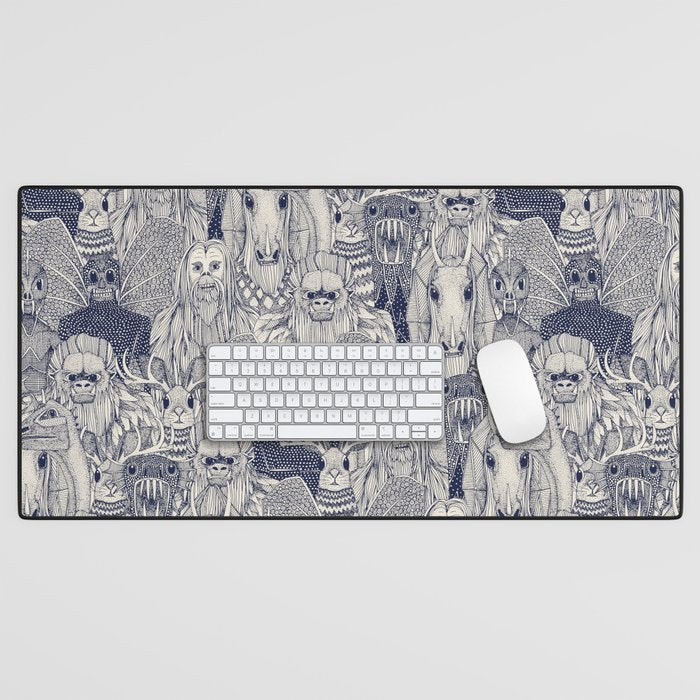 cryptid crowd blue off white Desk Mat Gallery Image 1