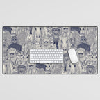 cryptid crowd blue off white Desk Mat Gallery Image 1