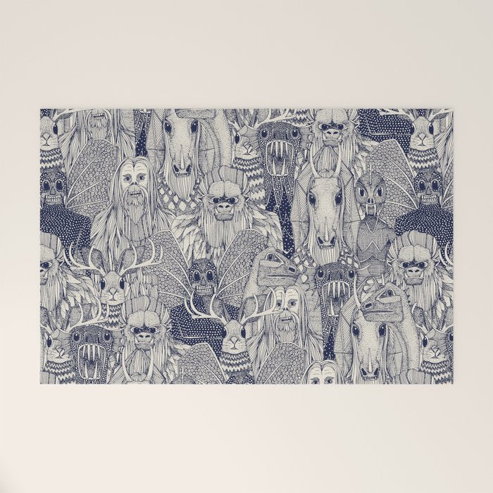 cryptid crowd blue off white Welcome Mat Gallery Image 1