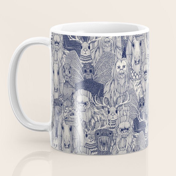 cryptid crowd blue off white Coffee Mug Gallery Image 3
