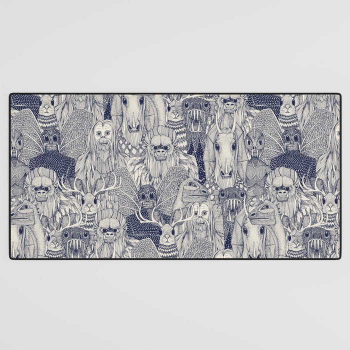 cryptid crowd blue off white Desk Mat Gallery Image 3