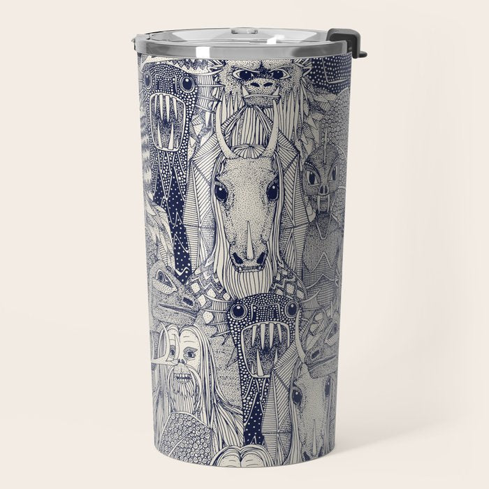 cryptid crowd blue off white Travel Mug Gallery Image 2